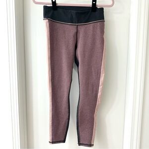 Fabletics Pink Purple and Gray Colorblock 7/8 Leggings, Size Small